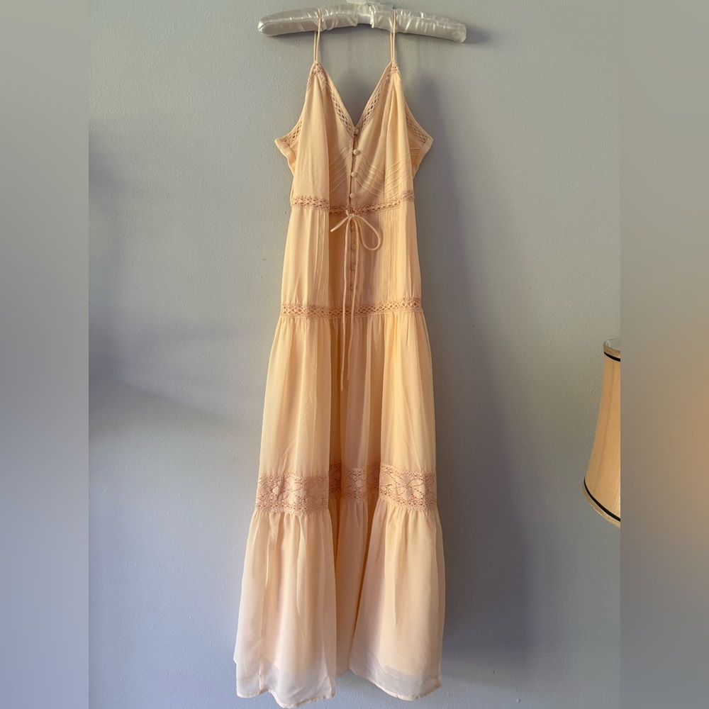 ASOS Elegant Cream/Peach Maxi Dress size Med US38 worn once